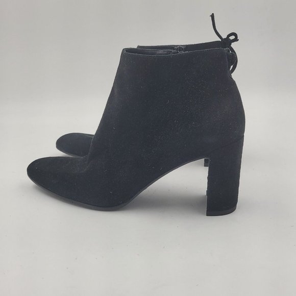 Stuart Weitzman " Lofty " Black Suede Side Zip Back Tie Ankle Bootie NWOB S 6 - Picture 3 of 12